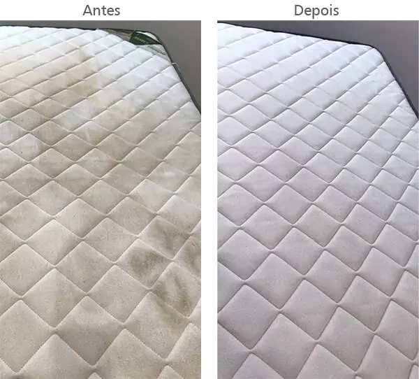 Colchão antes e depois da limpeza
